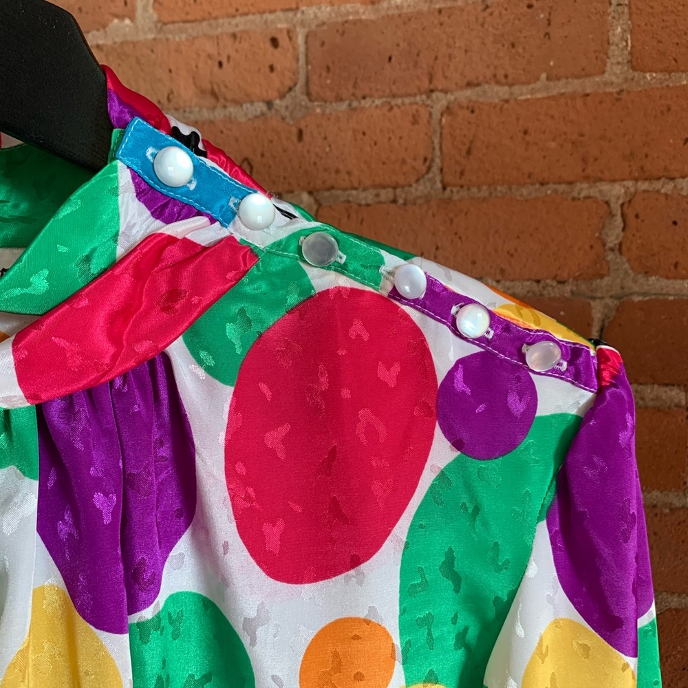 VINTAGE Colorful Polka Dot Blouse - Picture 2 of 4